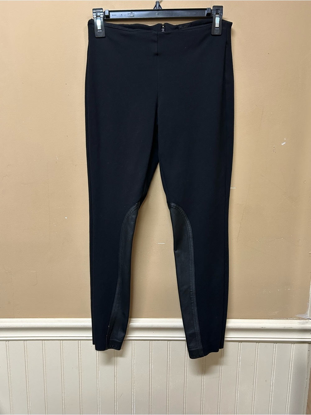 J. Crew Black Riding Pants Jodhpurs Inner Leather Knee Patch Size 6 Equestrian